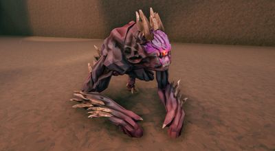 A Crawler stripped of its face armor, exposing its weakspot.